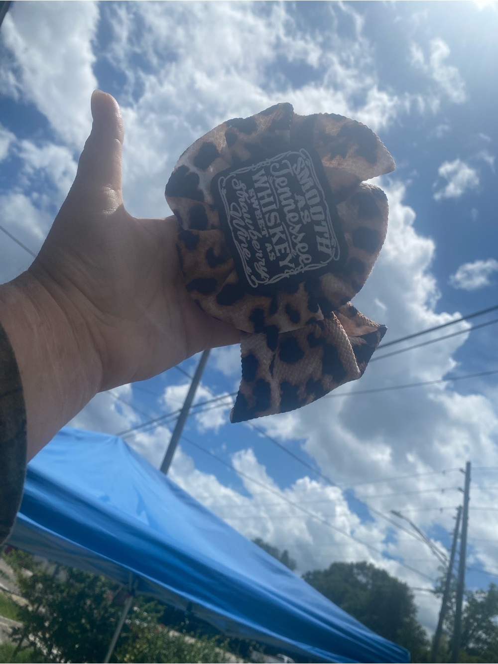 Leopard Print head wrap with Whiskey Label